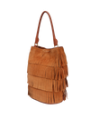 SUEDE FRINGE BUCKET BAG