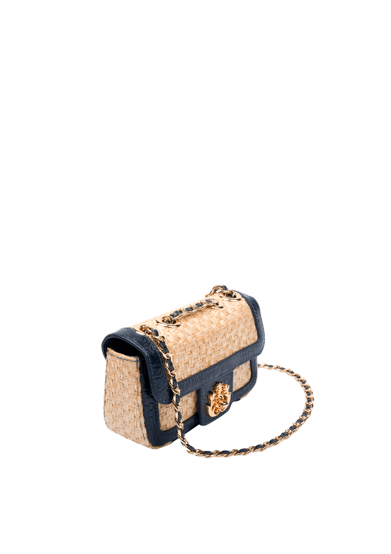 MINI BOLSA ANNE EM PALHA DAMIER NAT