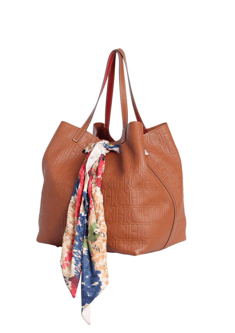 MONOGRAM EMBOSSED SCARF TOTE