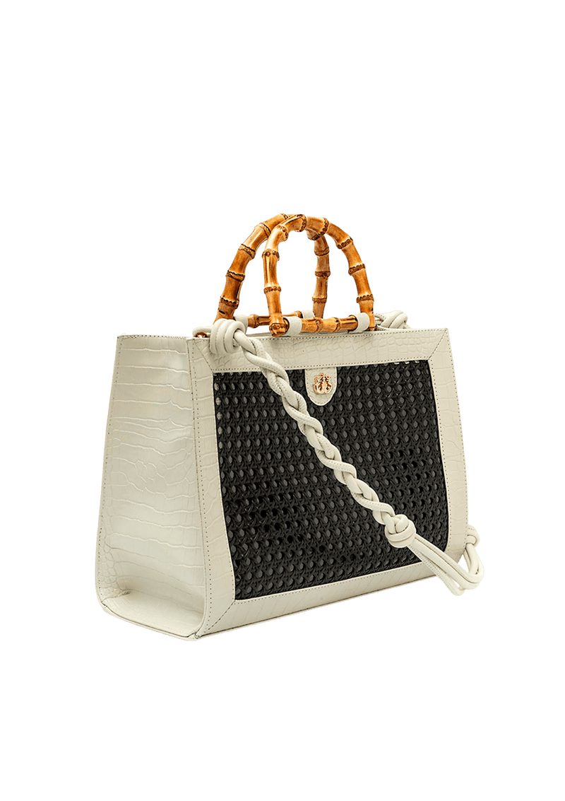 BOLSA DIANA MAXI EM COURO NATURAL E PALHA INDIANA