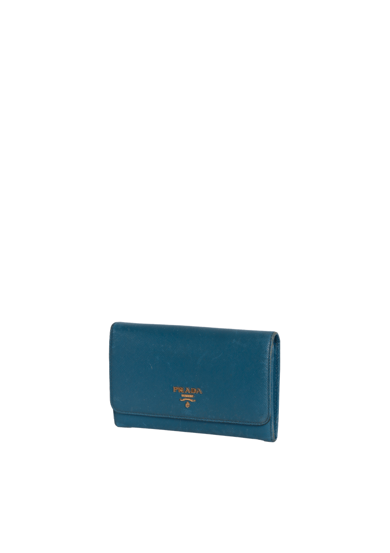 SAFFIANO AZURRO METAL WALLET