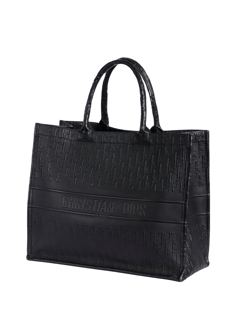 LEATHER OBLIQUE BOOK TOTE