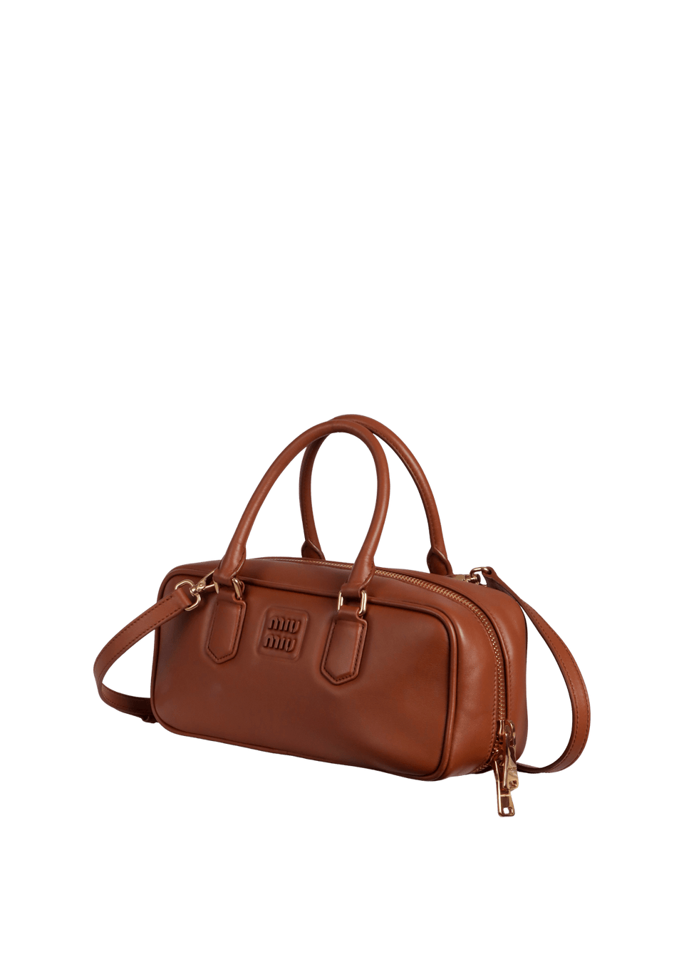 BOLSA MIU MIU LEATHER ARCADIE HANDLE BAG MARROM ORIGINAL – Gringa
