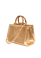 BOLSA DIANA MAXI EM COURO NATURAL E PALHA INDIANA