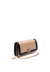 BOLSA CARTEIRA EM PALHA COM CORRENTE TRANSVERSAL