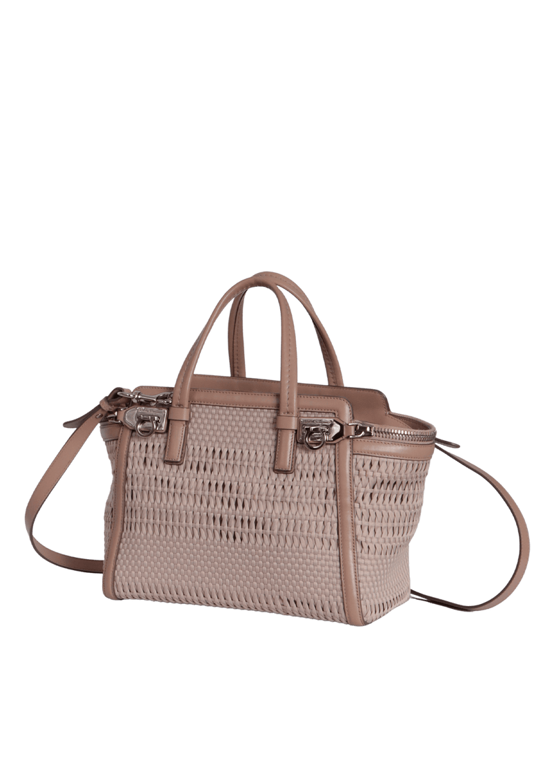 SMALL WOVEN SATIN SATCHEL BAG