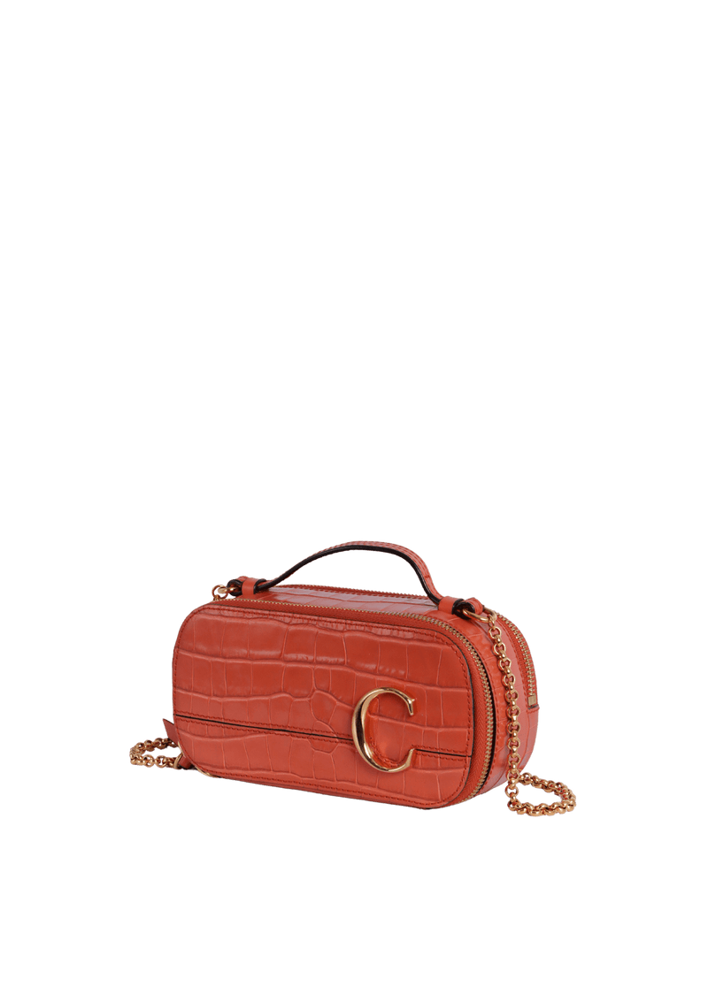 CROCODILE EMBOSSED MINI C VANITY BAG