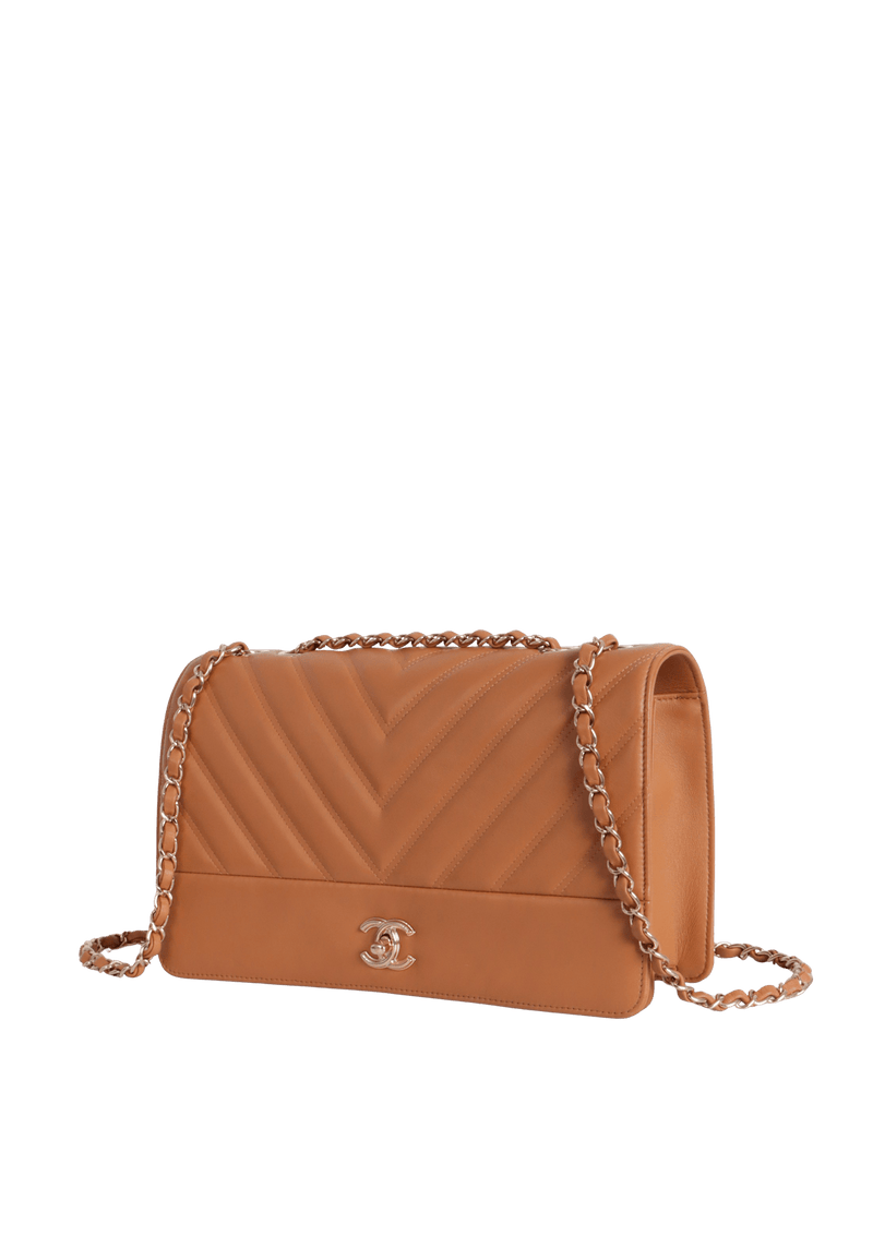 DOUBLE STITCH FULL FLAP BAG CHEVRON