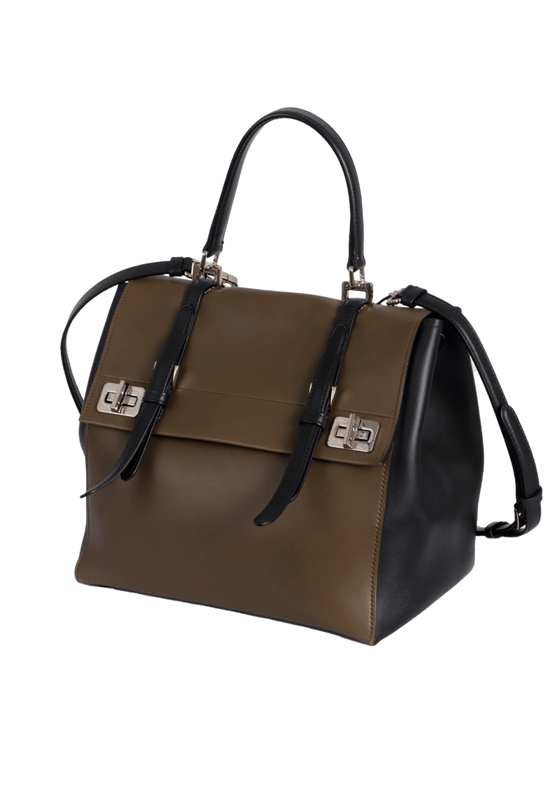 CITY CALF DOUBLE TURN-LOCK BAG