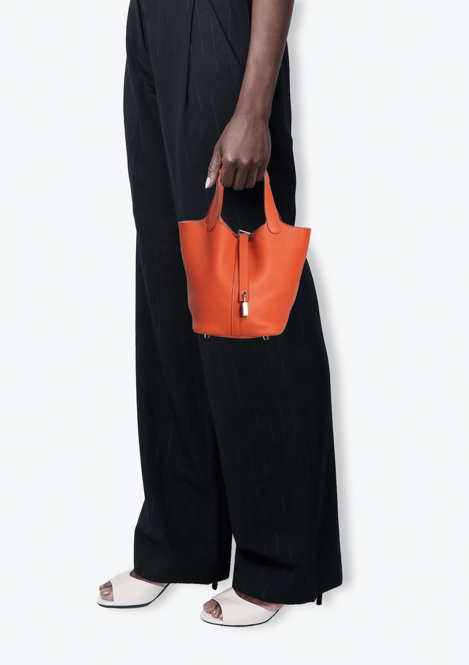 BOLSA HERMÈS CLEMENCE PICOTIN LOCK 18 LARANJA ORIGINAL – Gringa