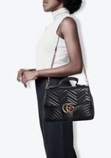 BOLSA GUCCI GG MARMONT MEDIUM TOP HANDLE BAG PRETO ORIGINAL