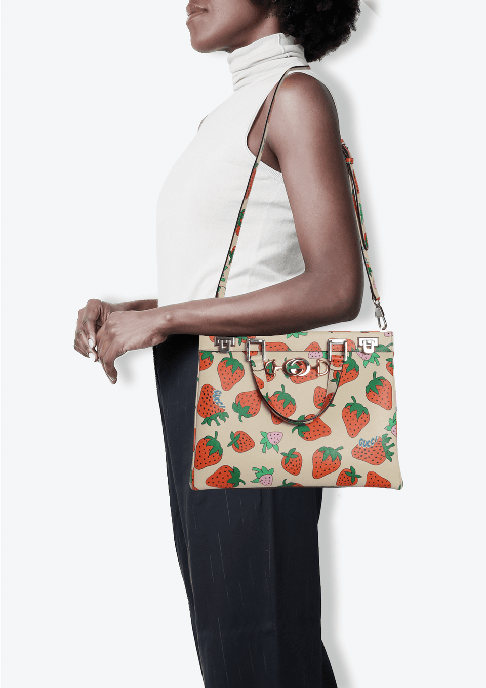 BOLSA GUCCI STRAWBERRY MEDIUM ZUMI TOP HANDLE BAG AMARELO ORIGINAL BOLSA GUCCI STRAWBERRY MEDIUM ZUMI TOP HANDLE BAG AMARELO ORIGINAL