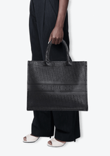 LEATHER OBLIQUE BOOK TOTE