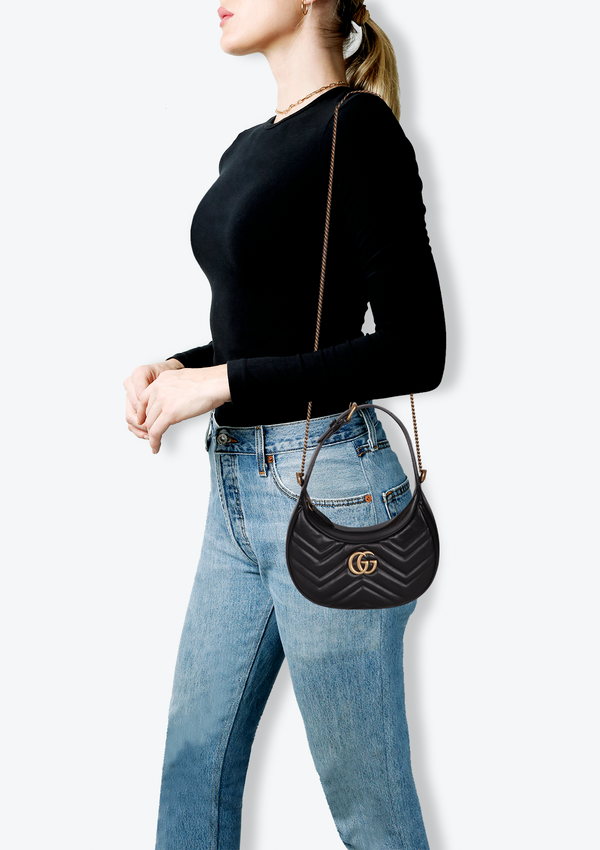 SMALL GG MARMONT HALF-MOON BAG