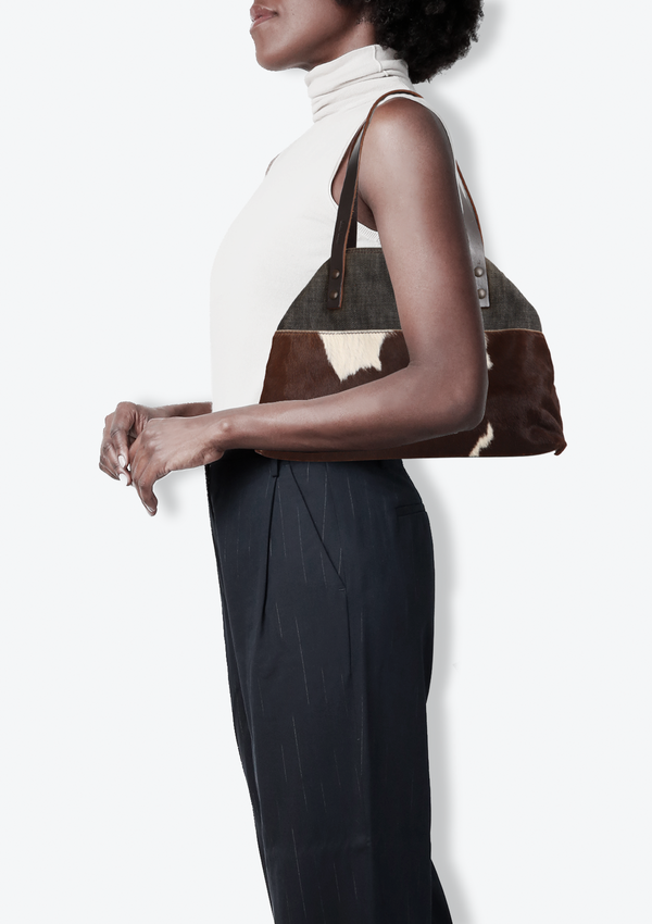 ANIMAL PRINT CALF HAIR TOTE BAG