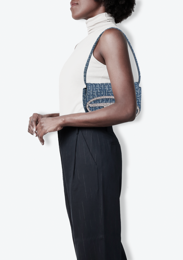 CRYSTAL DENIM 1DR SHOULDER BAG