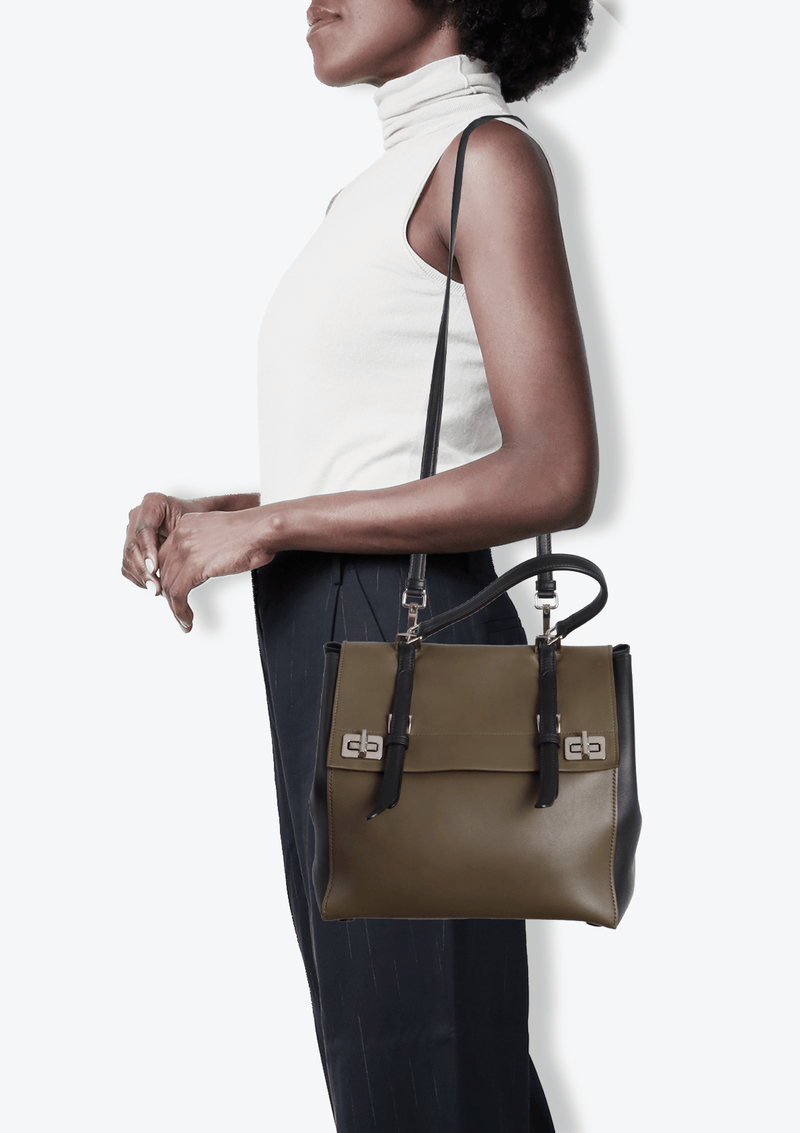 CITY CALF DOUBLE TURN-LOCK BAG