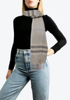 CASHMERE HOUSE CHECK FRINGE SCARF