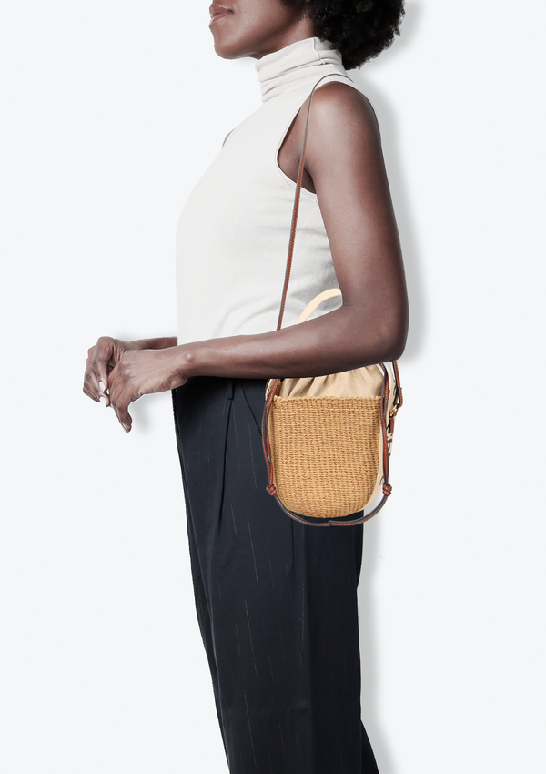 SMALL WOODY BASKET BUCKET BAG
