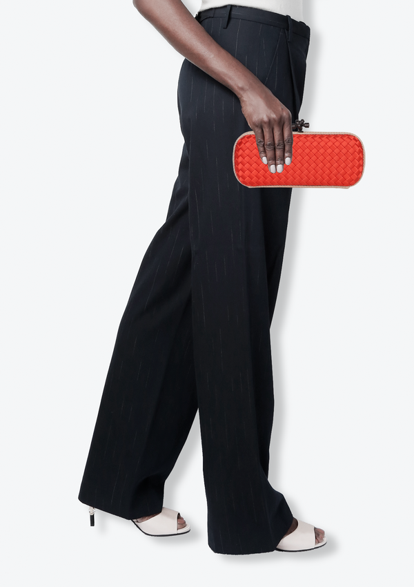 LONG KNOT INTRECCIATO SATIN CLUTCH