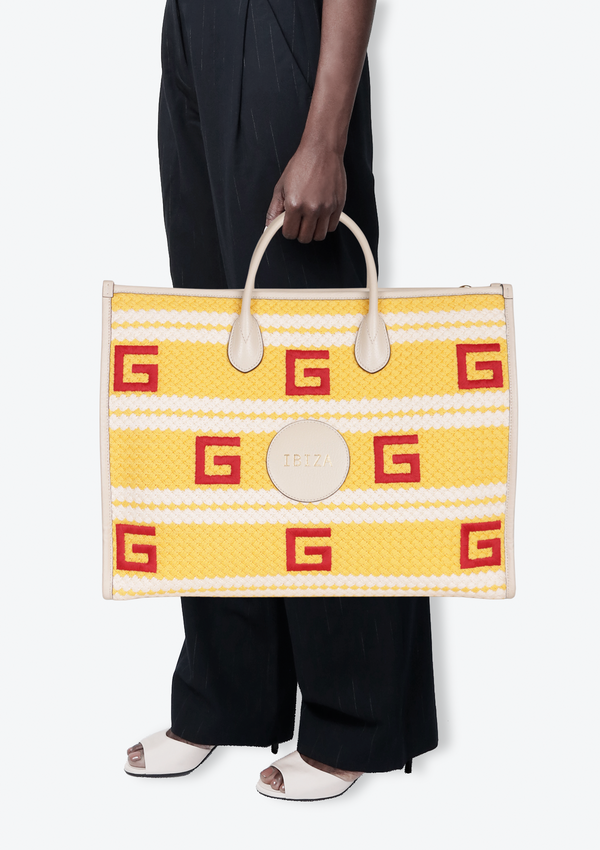 EMBROIDERED STRIPED TOTE BAG