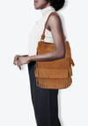 SUEDE FRINGE BUCKET BAG
