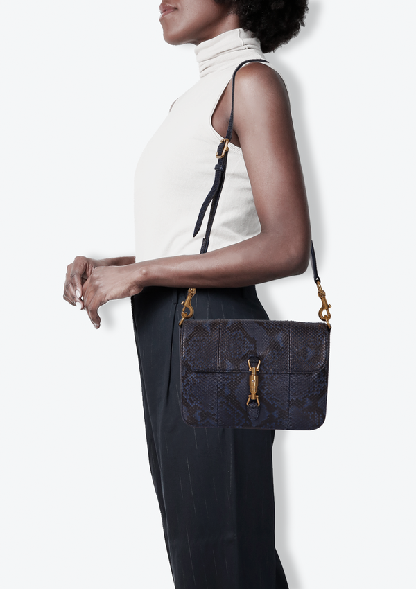 PYTHON JACKIE SOFT FLAP BAG