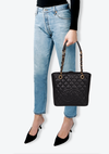 PETITE TIMELESS SHOPPING TOTE CAVIAR