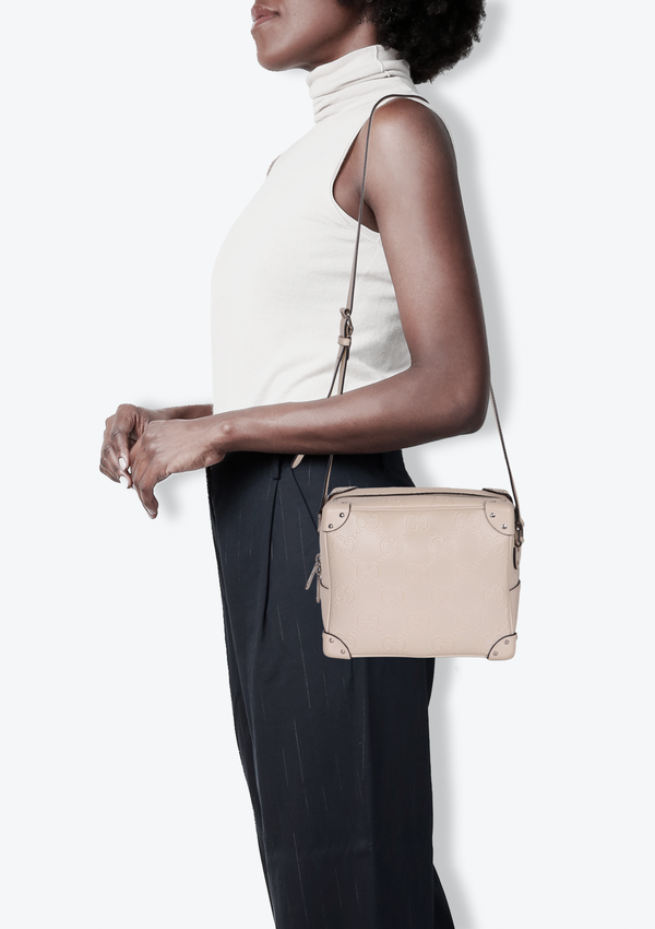 GG EMBOSSED PERFORATED SQUARE BAG