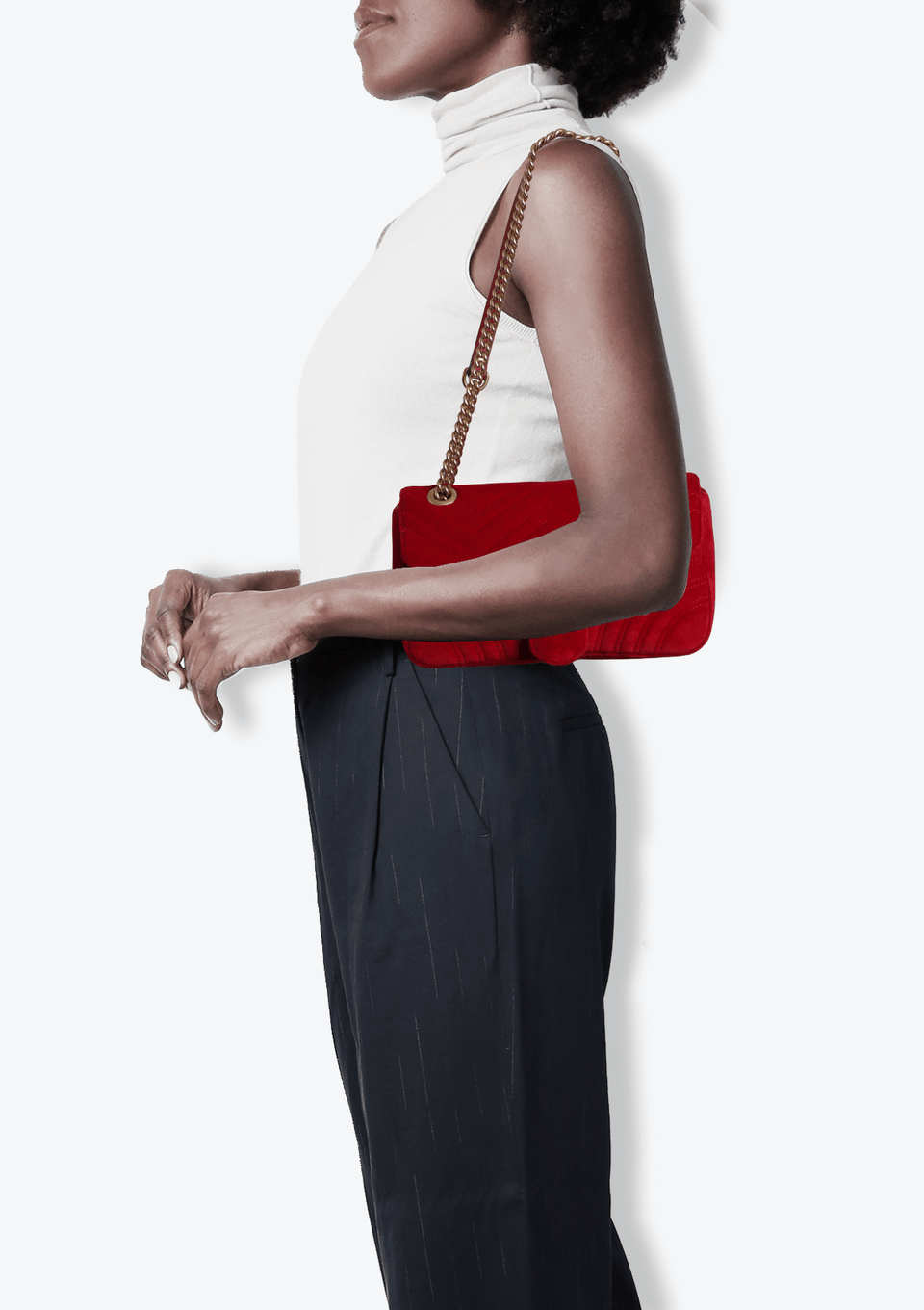 BOLSA GUCCI GG MARMONT SMALL BAG VELVET VERMELHO ORIGINAL – Gringa