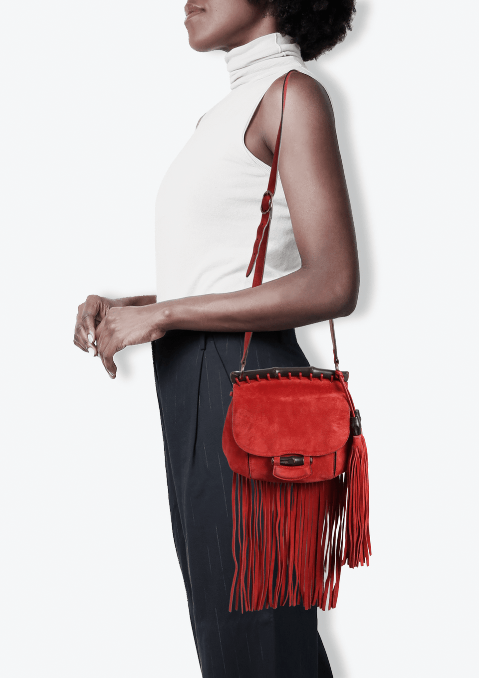 BOLSA GUCCI NOUVEAU FRINGE BAG VERMELHO ORIGINAL – Gringa