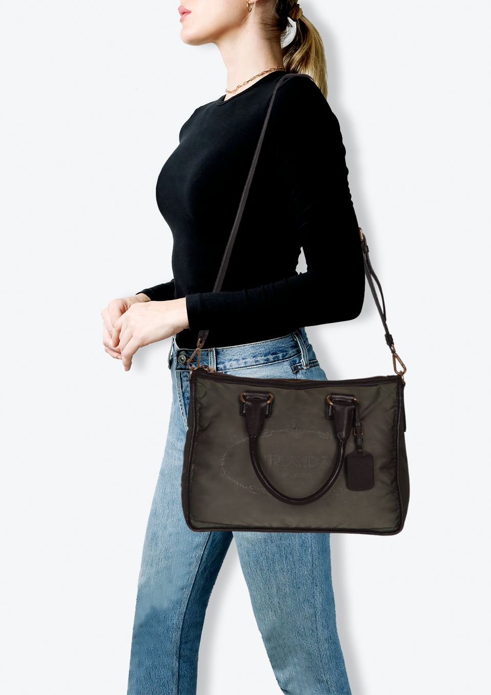 BOLSA PRADA TESSUTO SATCHEL BAG VERDE ORIGINAL – Gringa