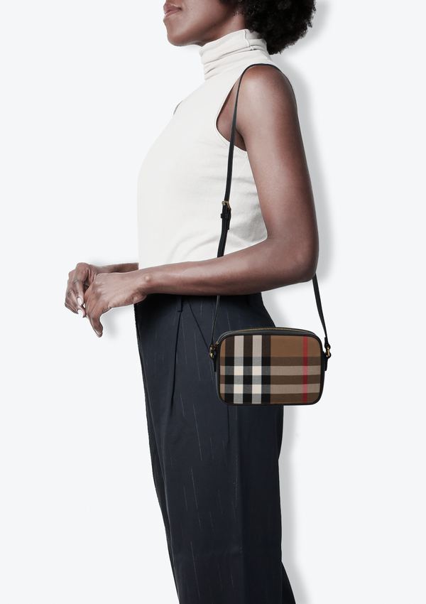 SMALL VINTAGE CHECK CAMERA BAG