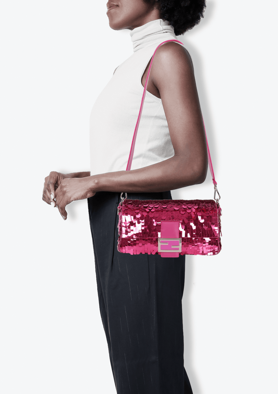 BOLSA FENDI SEQUIN BAGUETTE BAG ROSA ORIGINAL – Gringa