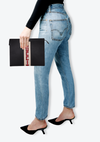 LOGO STRIPE POUCH LEATHER
