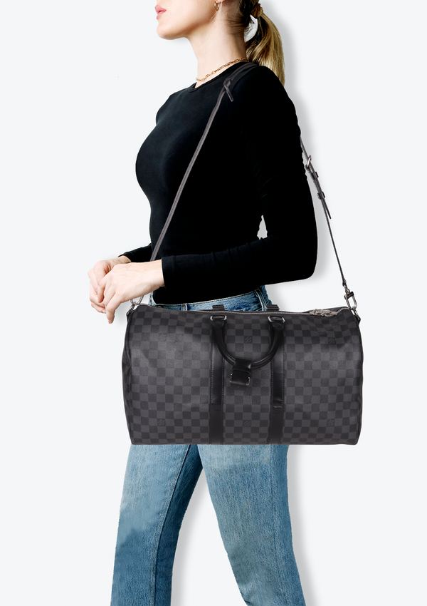 DAMIER GRAPHITE KEEPALL BANDOULIÈRE 45