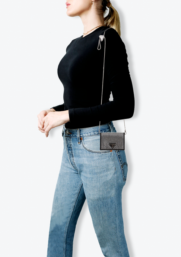 CRYSTAL CARD HOLDER CHAIN BAG