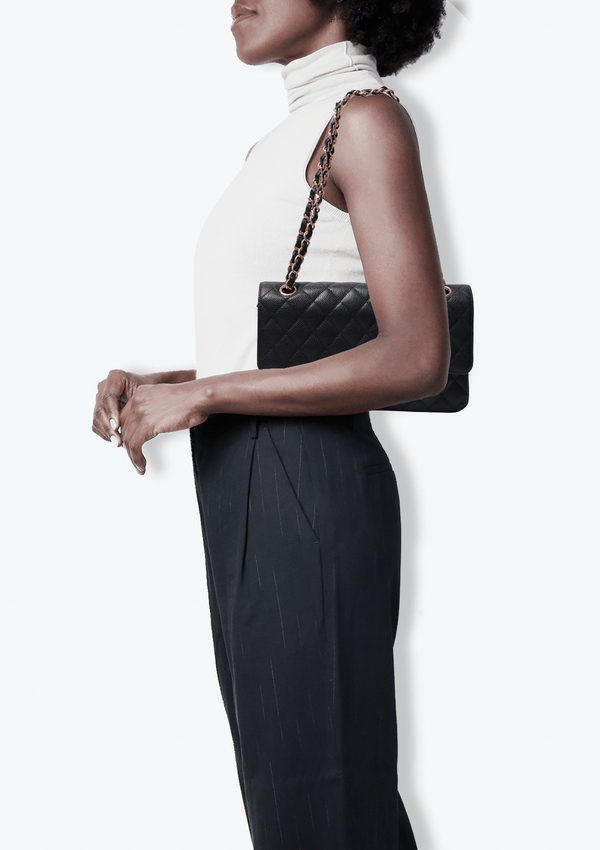 MEDIUM CLASSIC DOUBLE FLAP CAVIAR