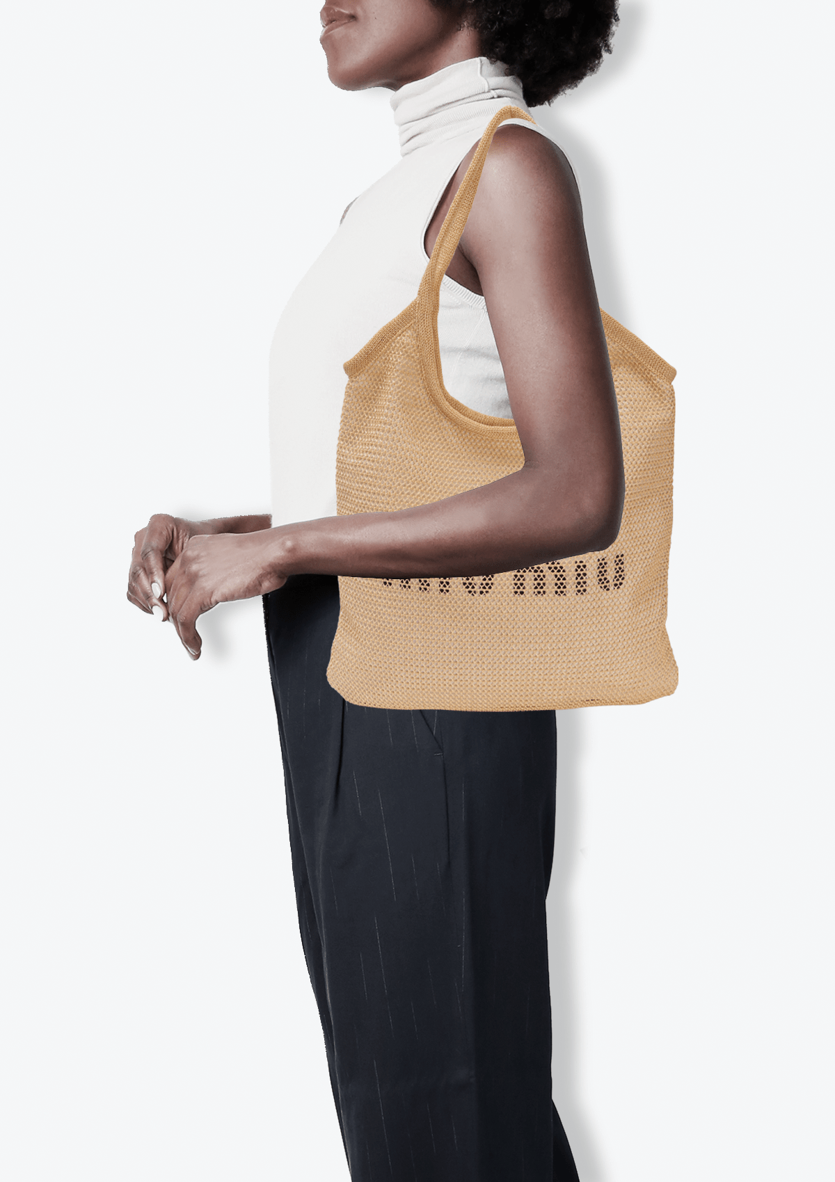 WOVEN FABRIC LOGO TOTE BAG
