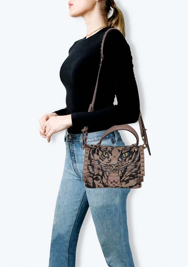 ROCKSTUD TIGER TOP HANDLE BAG