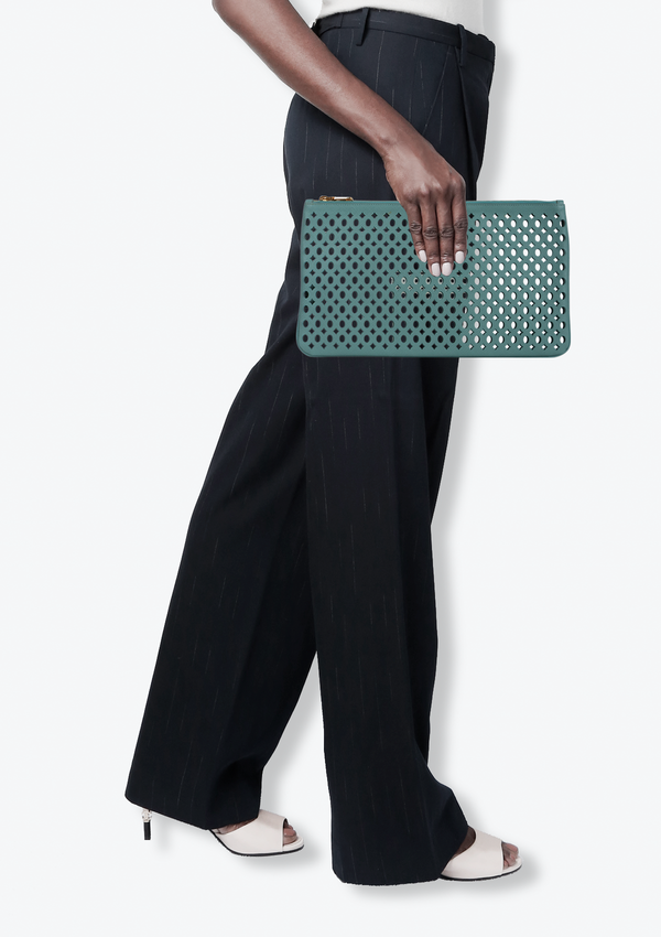 SAFFIANO LASER CUT MEDIUM CLUTCH