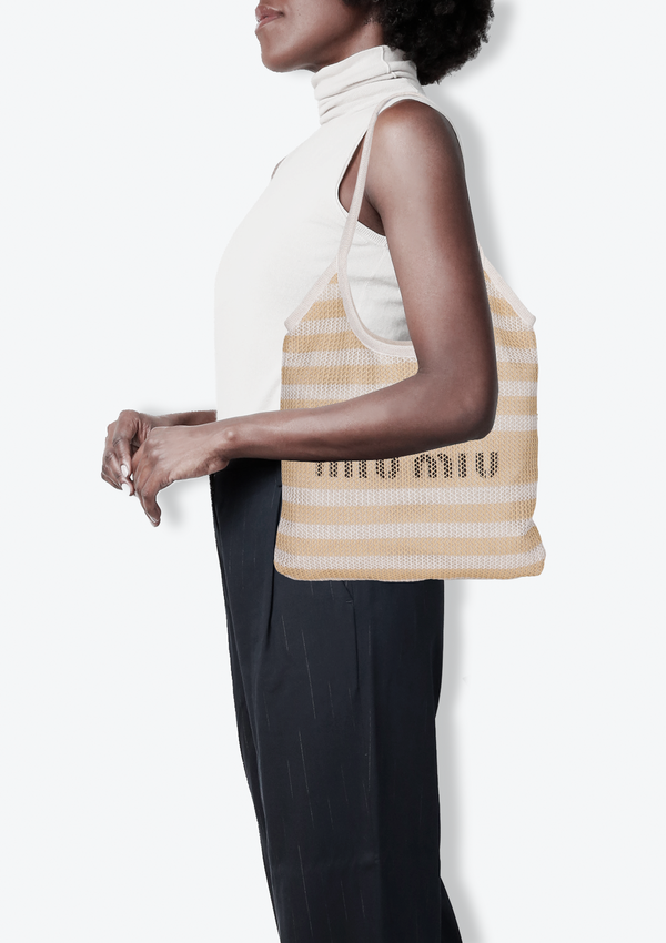 WOVEN FABRIC LOGO TOTE BAG