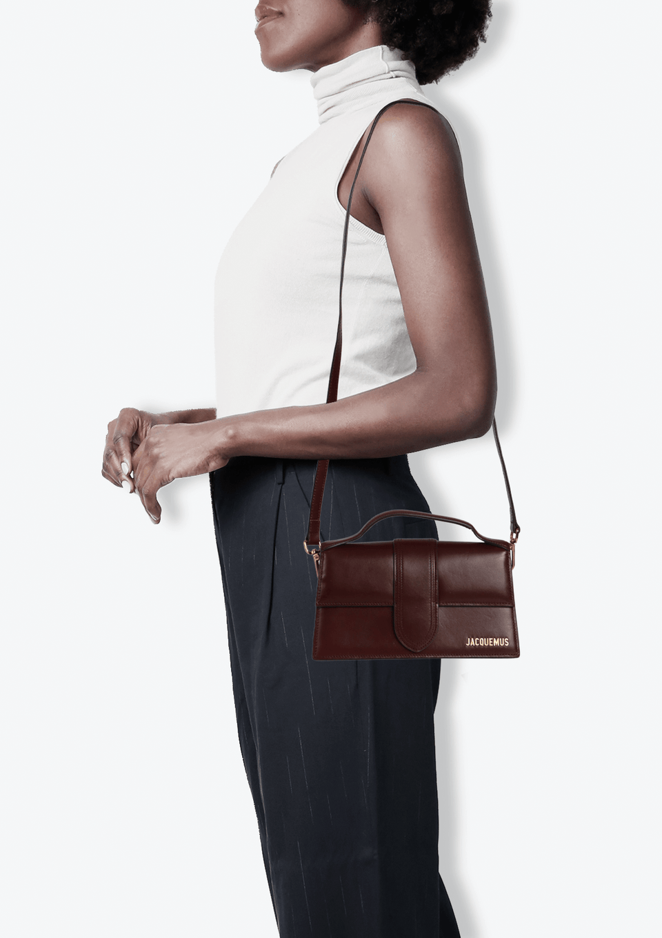 BOLSA JACQUEMUS LE GRAND BAMBINO MARROM ORIGINAL – Gringa