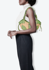 LEATHER-TRIMMED RAFFIA BAG