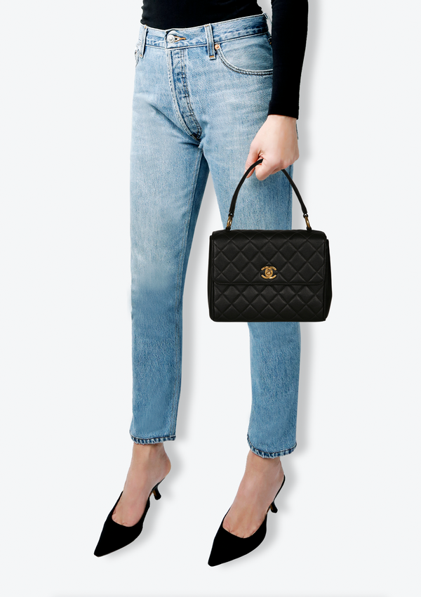 VINTAGE KELLY FLAP BAG CAVIAR