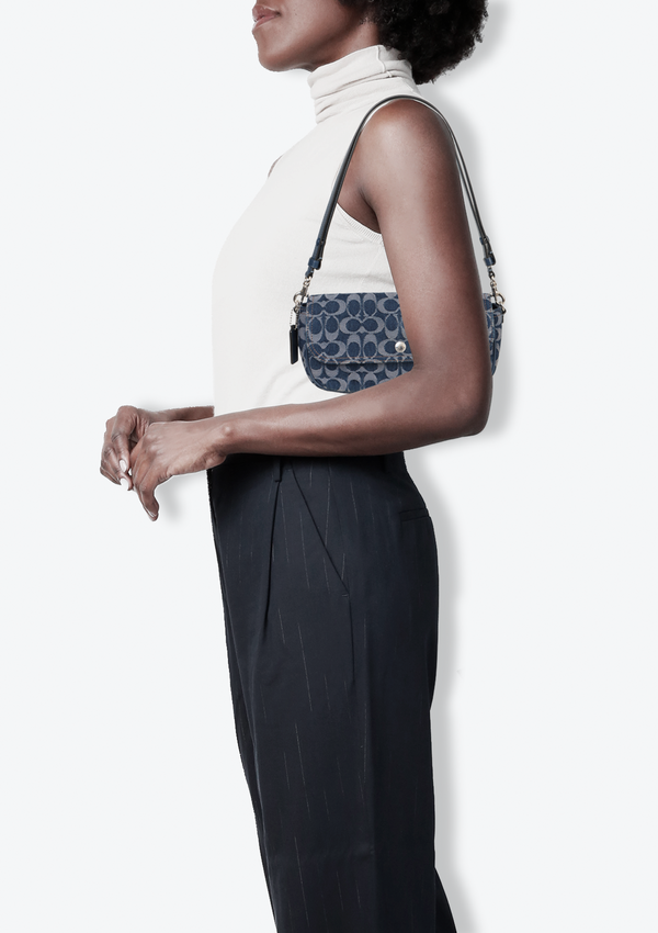 DENIM SIGNATURE BROOK FLAP BAG