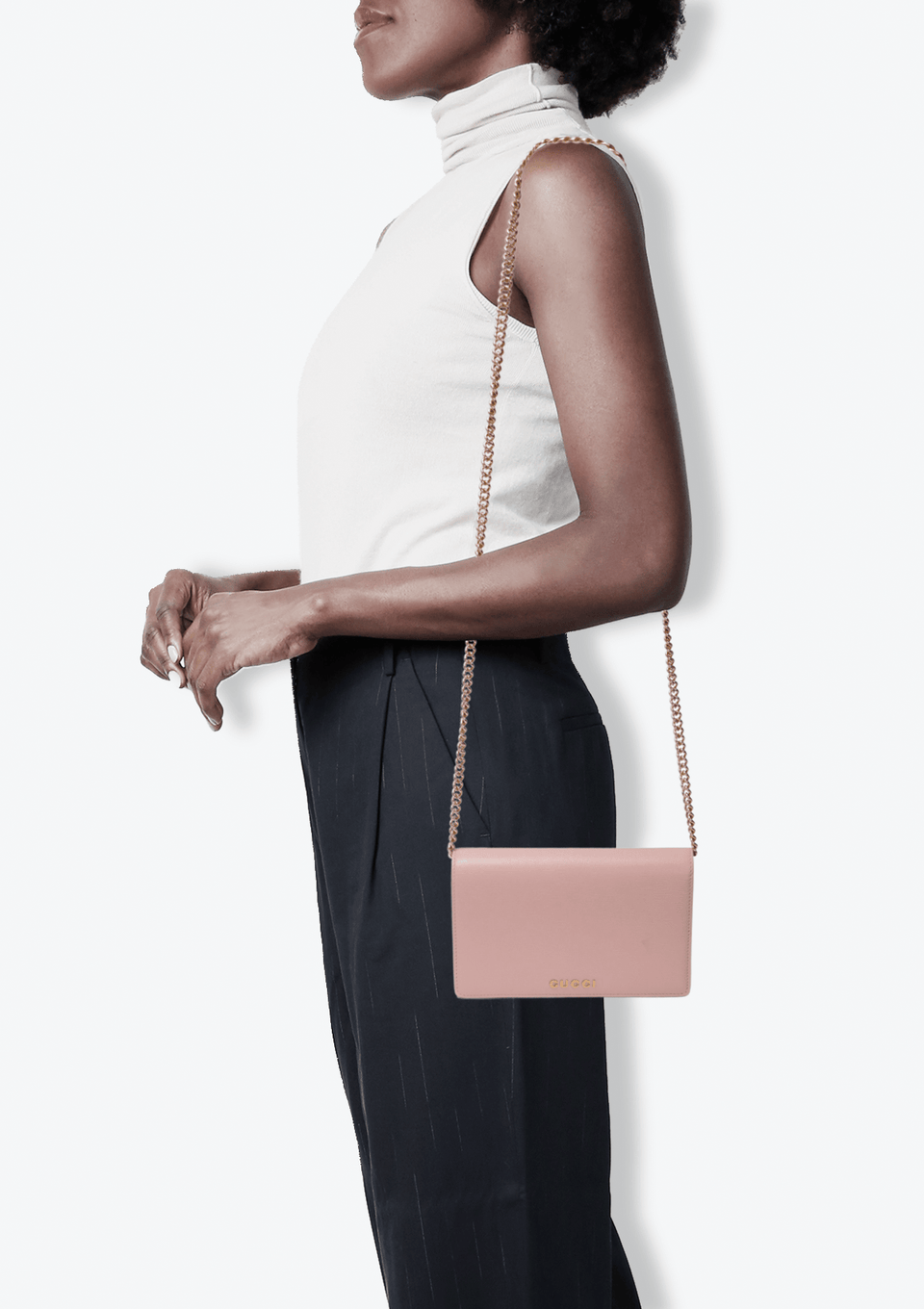 BOLSA GUCCI LEATHER WALLET ON CHAIN ROSA ORIGINAL – Gringa