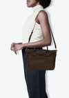 TESSUTO AND SAFFIANO CONVERTIBLE FLAP TOTE