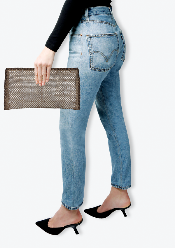 WOVEN MADRAS CLUTCH
