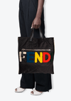 NYLON SHEARLING LOGO TOTE